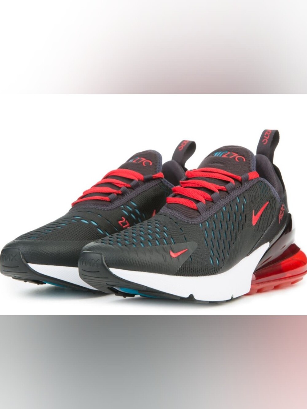 Nike Air Max 270 "Oil Grey / Habanero Red" Sneakers Size 10 Used Excellent